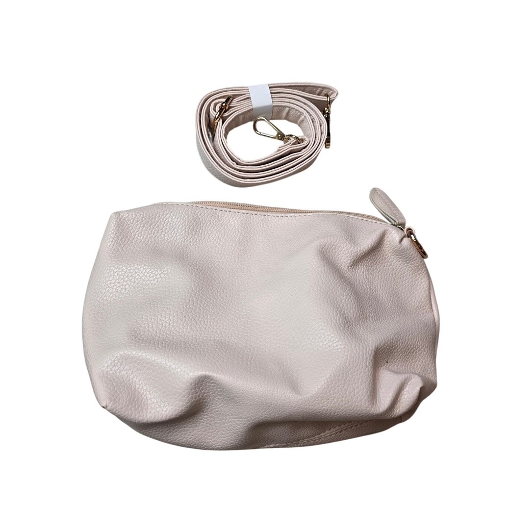 LMC Light Pink Pebble Grain Faux Leather‎ Crossbody Bag Gold Hardware Pouch